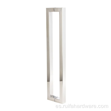 Manija de puertas de vidrio de acero inoxidable moderno.